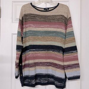 Chaps Multi Color Striped Cotton Blend Sweater Sz XL